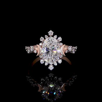 Oval Radiance Lab Diamond Ring Halo Setting Pave Band 14K 18K Gold