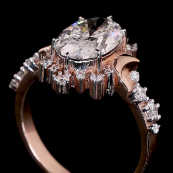 Oval Radiance Lab Diamond Ring Halo Setting Pave Band 14K 18K Gold