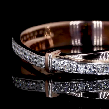 Twist Shine Lab Diamond Ring Round Cut Pave Band 14K 18K Gold