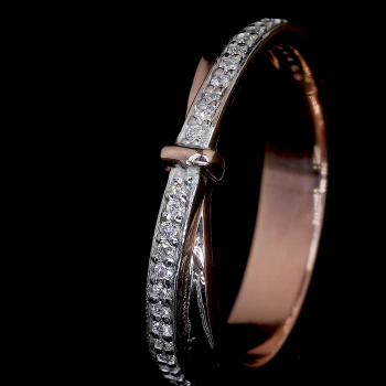 Twist Shine Lab Diamond Ring Round Cut Pave Band 14K 18K Gold