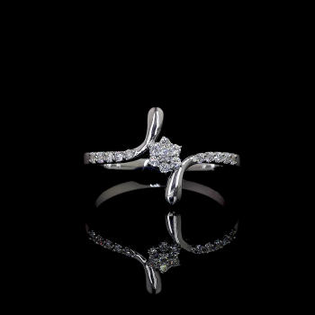 Floral Bloom Lab Diamond Ring Cluster Setting Pave Band 14K 18K Gold