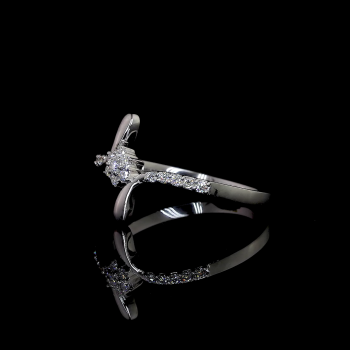 Floral Bloom Lab Diamond Ring Cluster Setting Pave Band 14K 18K Gold