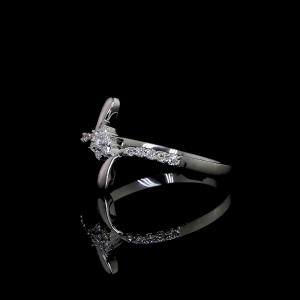 Floral Bloom Lab Diamond Ring Cluster Setting Pave Band 14K 18K Gold