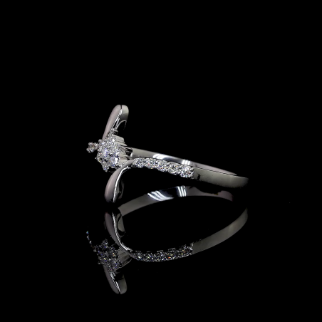 Floral Bloom Lab Diamond Ring Cluster Setting Pave Band 14K 18K Gold