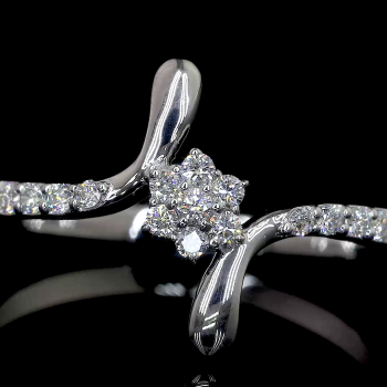 Floral Bloom Lab Diamond Ring Cluster Setting Pave Band 14K 18K Gold