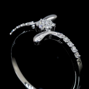 Floral Bloom Lab Diamond Ring Cluster Setting Pave Band 14K 18K Gold