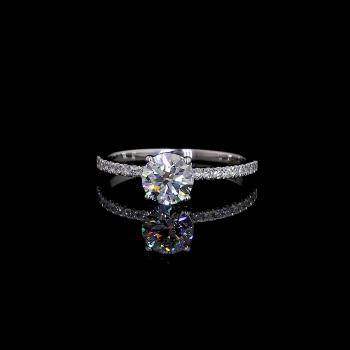 Brilliant Bloom Lab Diamond Ring Round Cut Halo Setting Pave Band 14K 18K Gold