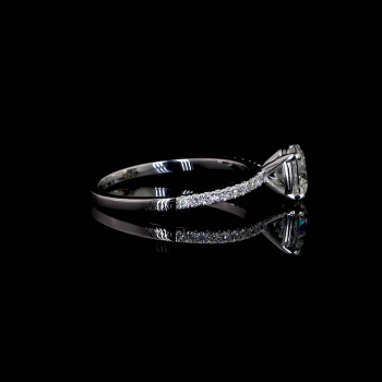 Brilliant Bloom Lab Diamond Ring Round Cut Halo Setting Pave Band 14K 18K Gold