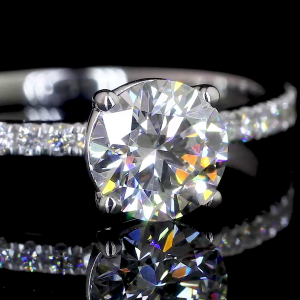 Brilliant Bloom Lab Diamond Ring Round Cut Halo Setting Pave Band 14K 18K Gold