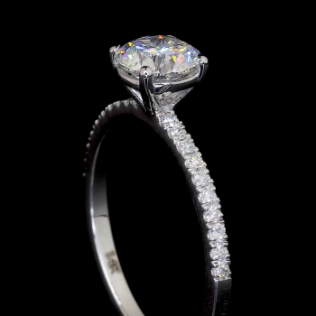 Brilliant Bloom Lab Diamond Ring Round Cut Halo Setting Pave Band 14K 18K Gold