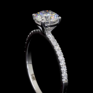 Brilliant Bloom Lab Diamond Ring Round Cut Halo Setting Pave Band 14K 18K Gold