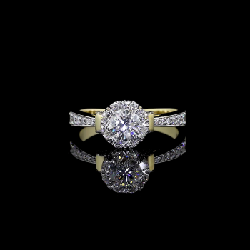 Brilliance Crest Lab Diamond Ring Round Cut Pave Band 14K 18K Gold Brilliance Crest Lab Diamond Ring Round Cut Pave Band 14K 18K Gold