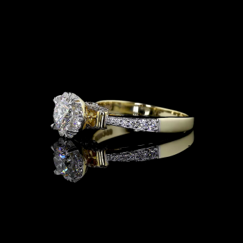 Brilliance Crest Lab Diamond Ring Round Cut Pave Band 14K 18K Gold Brilliance Crest Lab Diamond Ring Round Cut Pave Band 14K 18K Gold