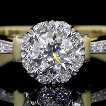 Brilliance Crest Lab Diamond Ring Round Cut Pave Band 14K 18K Gold Brilliance Crest Lab Diamond Ring Round Cut Pave Band 14K 18K Gold