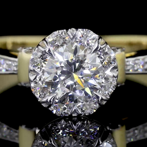 Brilliance Crest Lab Diamond Ring Round Cut Pave Band 14K 18K Gold