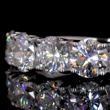 Diamond Row Lab Ring Round Cut Shared Prong Setting 14K 18K Gold Diamond Row Lab Ring Round Cut Shared Prong Setting 14K 18K Gold