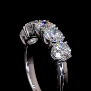 Diamond Row Lab Ring Round Cut Shared Prong Setting 14K 18K Gold