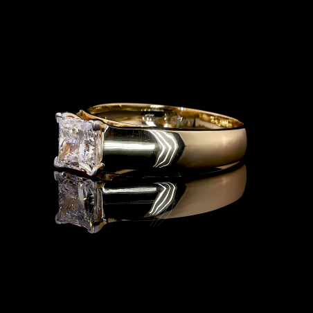 Princess Crest Lab Diamond Ring Square Cut Prong Setting 14K 18K Gold