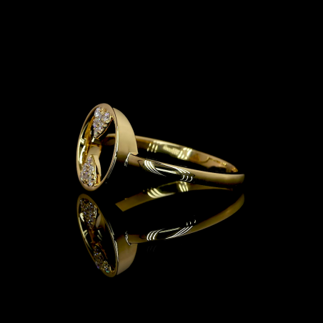 HeartLink Lab Diamond Ring Dual Heart Motif Circle Frame 14K 18K Gold