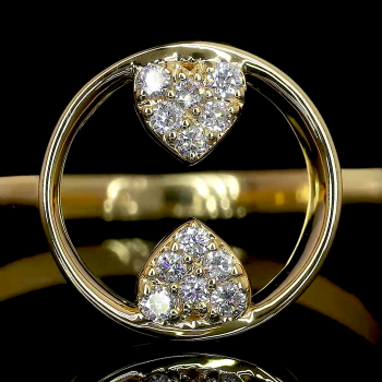 HeartLink Lab Diamond Ring Dual Heart Motif Circle Frame 14K 18K Gold