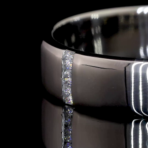 Diamond Crest Lab Ring Round Cut Vertical Channel Setting 14K 18K Gold