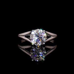 Twilight Crest Lab Diamond Ring Round Cut Split Shank Setting 14K 18K Gold