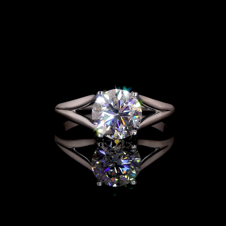 Twilight Crest Lab Diamond Ring Round Cut Split Shank Setting 14K 18K Gold