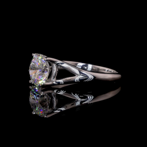 Twilight Crest Lab Diamond Ring Round Cut Split Shank Setting 14K 18K Gold